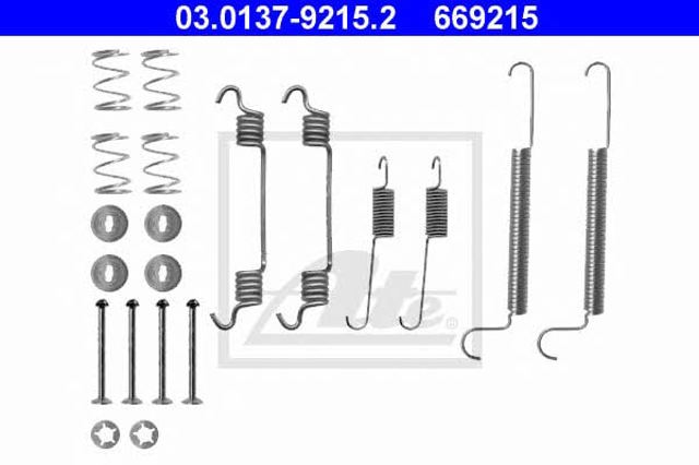 Kit de montagem das sapatas traseiras de tambor 03013792152 ATE