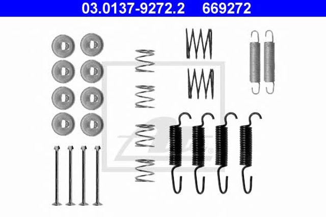 Kit de montagem das sapatas traseiras de tambor 03013792722 ATE