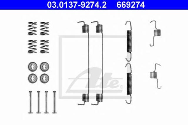 Kit de montagem das sapatas traseiras de tambor 03013792742 ATE
