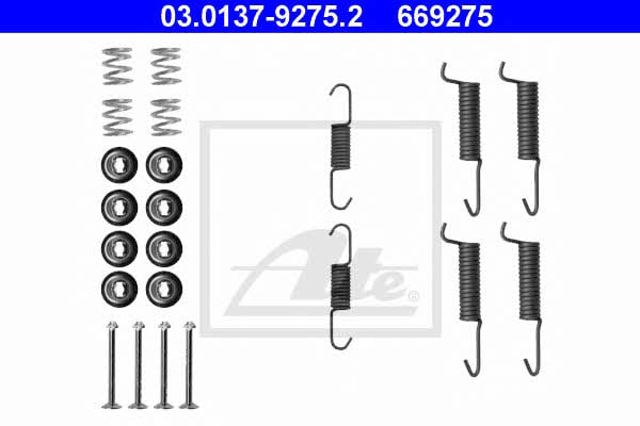 Kit de montagem das sapatas traseiras de tambor 03013792752 ATE