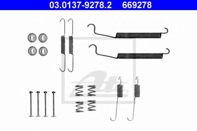 Kit de montagem das sapatas traseiras de tambor 03013792782 ATE