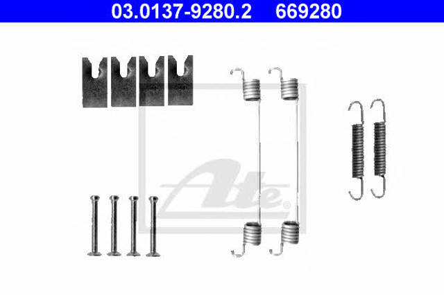 Kit de montagem das sapatas traseiras de tambor 03013792802 ATE
