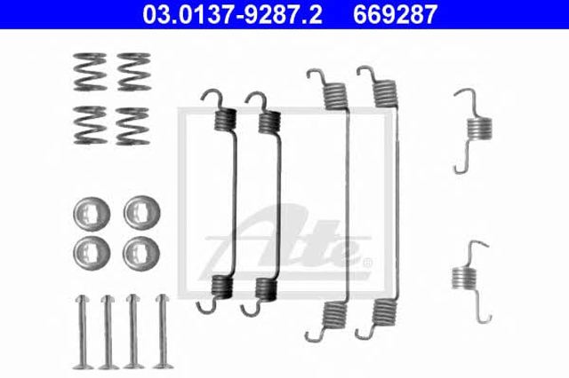 Kit de montagem das sapatas traseiras de tambor 03013792872 ATE