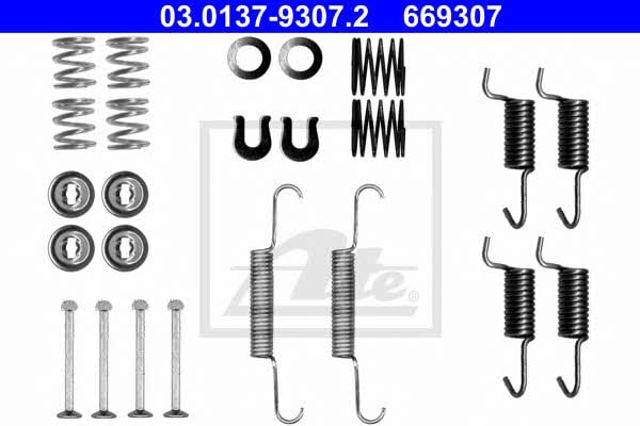 Kit de montagem das sapatas traseiras de tambor 03013793072 ATE