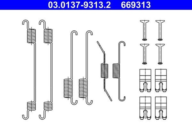 Kit de montagem das sapatas traseiras de tambor 03013793132 ATE