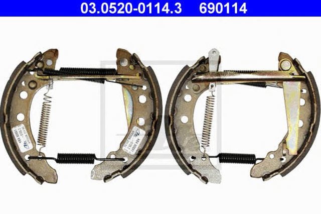 Sapatas do freio traseiras de tambor, montadas com cilindros, kit 03052001143 ATE