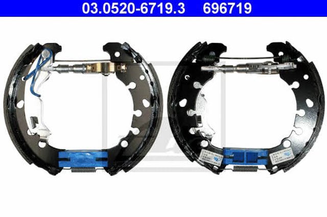 Sapatas do freio traseiras de tambor, montadas com cilindros, kit 03052067193 ATE
