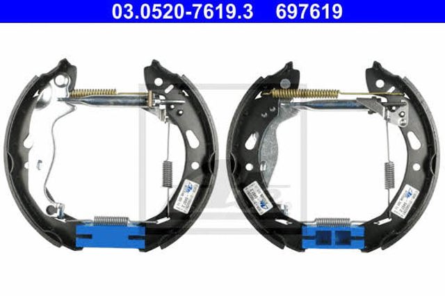 Sapatas do freio traseiras de tambor, montadas com cilindros, kit 03052076193 ATE