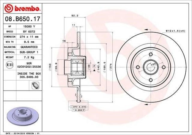 08B65017 Brembo