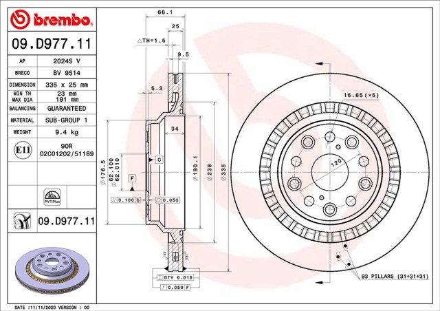 Disco do freio traseiro para Lexus LS F5