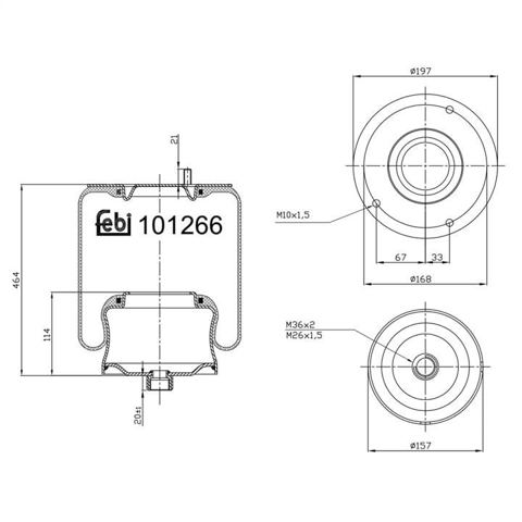 Coxim pneumático (suspensão de lâminas pneumática) do eixo 101266 FEBI