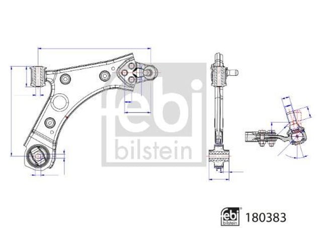 Braço oscilante inferior direito de suspensão dianteira 180383 FEBI