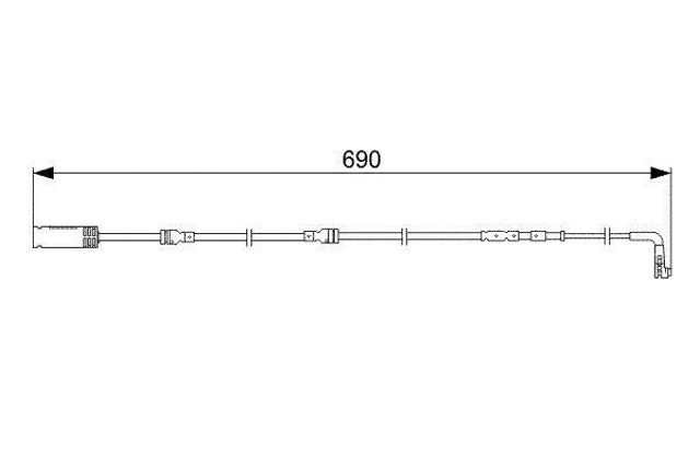 Sensor dianteiro direito de desgaste das sapatas do freio 1987473052 BOSCH