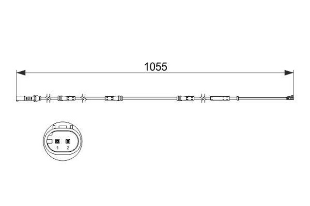 Sensor traseiro de desgaste das sapatas do freio 1987473508 BOSCH
