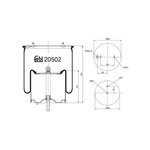 Coxim pneumático (suspensão de lâminas pneumática) do eixo traseiro 20502 FEBI