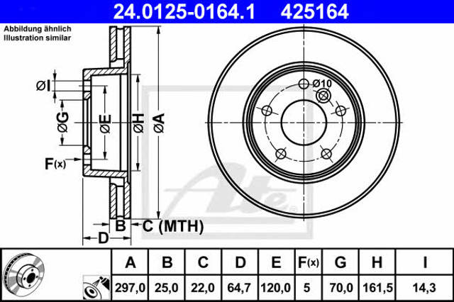 Disco do freio dianteiro 24012501641 ATE