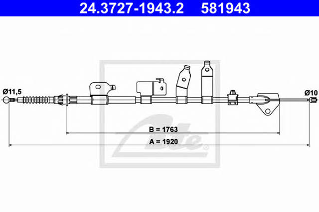 Cabo do freio de estacionamento traseiro direito 24372719432 ATE