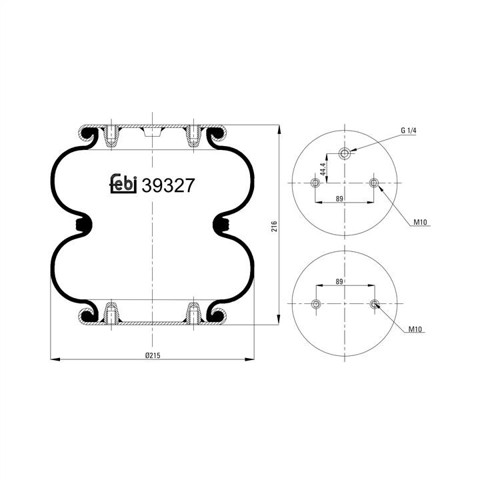 Coxim pneumático (suspensão de lâminas pneumática) do eixo 39327 FEBI