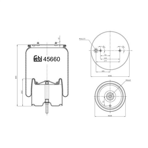 Coxim pneumático (suspensão de lâminas pneumática) do eixo traseiro 45660 FEBI