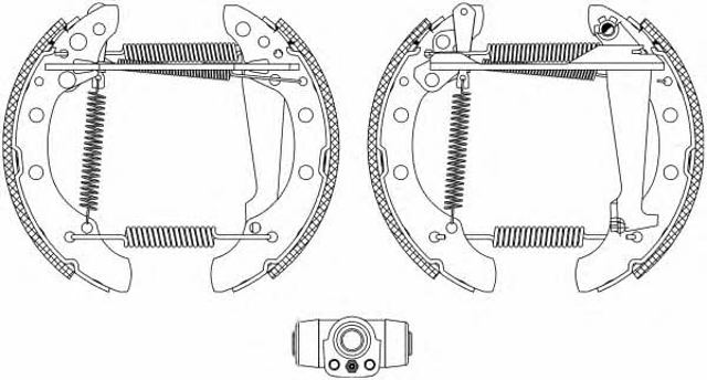 Sapatas do freio traseiras de tambor, montadas com cilindros, kit 84018301 TEXTAR