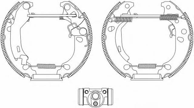 Sapatas do freio traseiras de tambor, montadas com cilindros, kit 84061000 TEXTAR