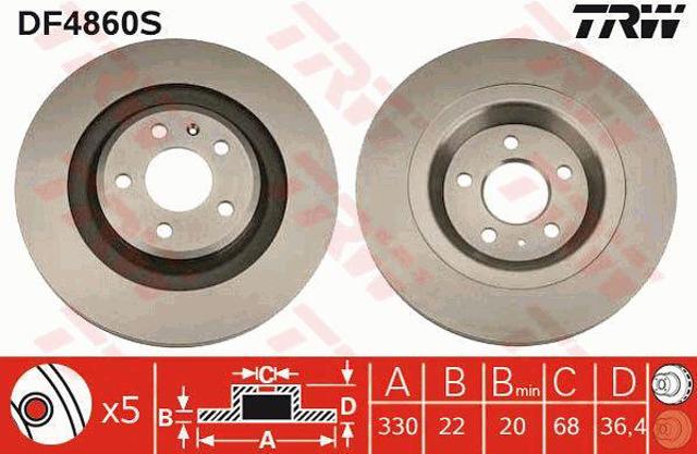 Disco do freio traseiro DF4860S TRW