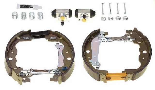 Sapatas do freio traseiras de tambor, montadas com cilindros, kit K68077 BREMBO