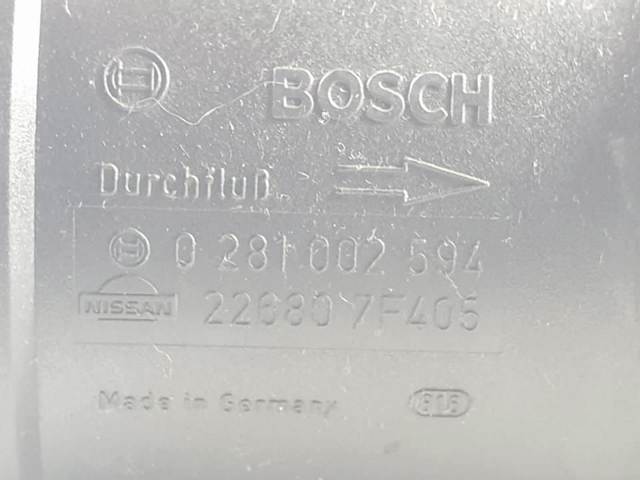 Sensor de fluxo (consumo) de ar, medidor de consumo M.A.F. - (Mass Airflow) 226807F405 NISSAN