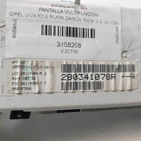 Mostrador multifuncional para Renault Trafic FL