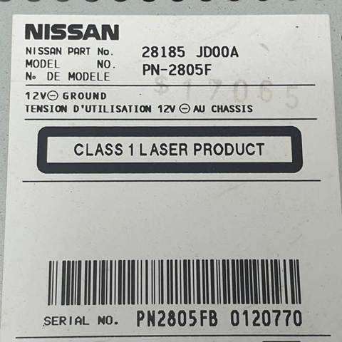 Aparelhagem de som (rádio AM/FM) 28185JD00A NISSAN