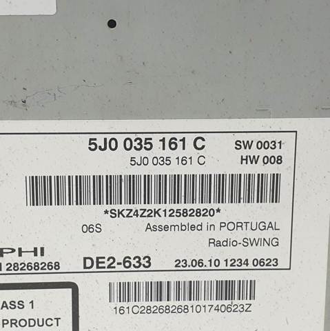 Aparelhagem de som (rádio AM/FM) 5J0035161C VAG