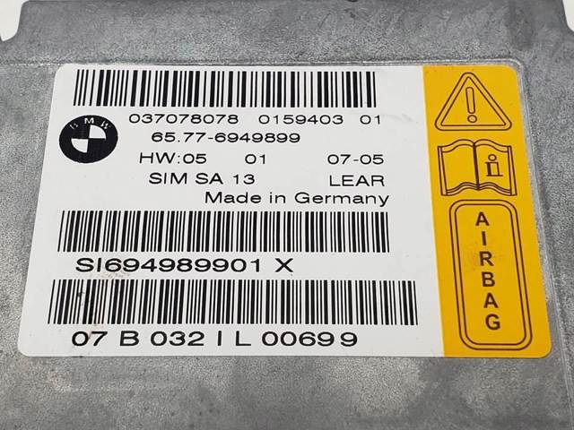 Módulo processador de controlo da bolsa de ar (Centralina eletrônica AIRBAG) 65776949899 BMW
