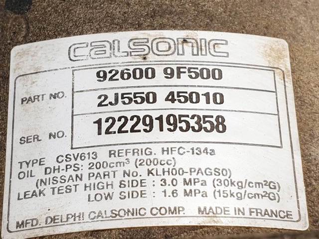 Compressor de aparelho de ar condicionado 926009F500 NISSAN