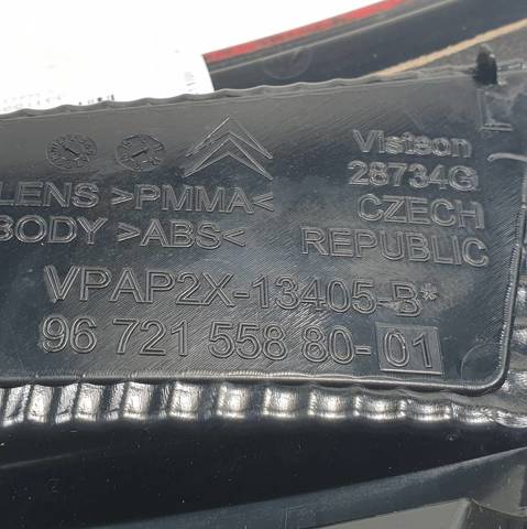 Lanterna traseira esquerda interna 9672155880 PEUGEOT