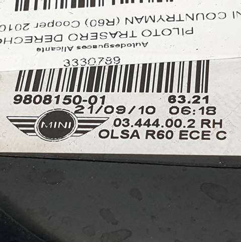 Lanterna traseira direita 9808150 BMW