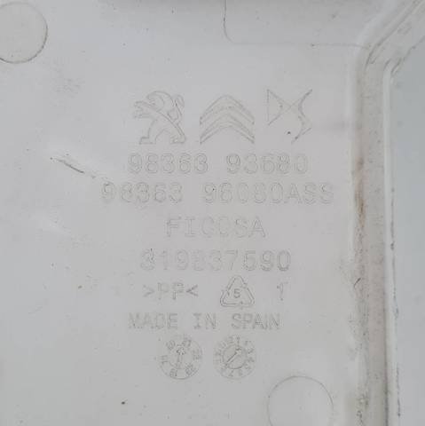 Tanque de fluido para lavador de vidro 9836393680 OPEL