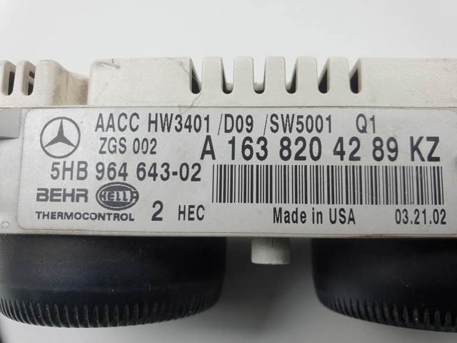 Unidade de controlo dos modos de aquecimento/condicionamento A1638204289 MERCEDES