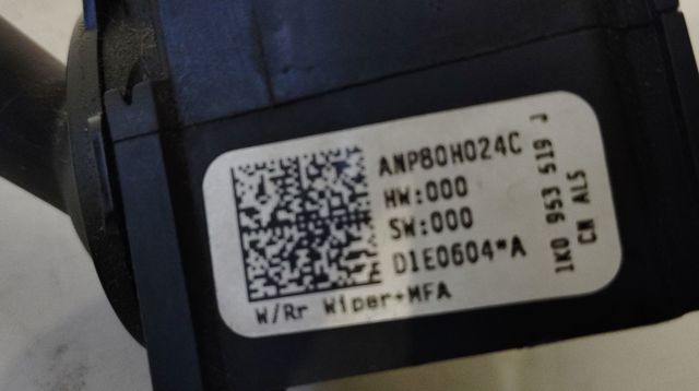Comutador direito instalado na coluna da direção 1K0953519J VAG