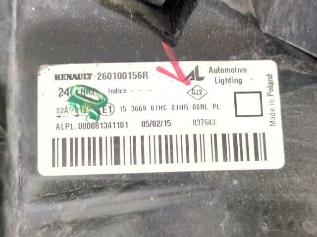 Luz direita 260100156R RENAULT