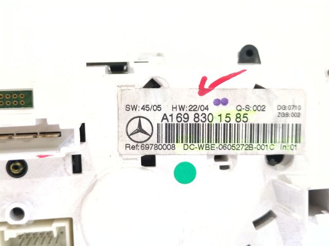 Unidade de controlo dos modos de aquecimento/condicionamento A1698301585 MERCEDES