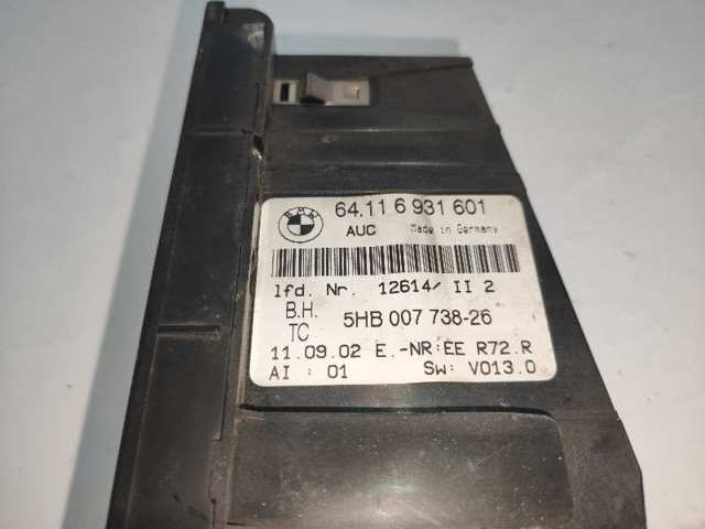 Unidade de controlo dos modos de aquecimento/condicionamento 64116931601 BMW
