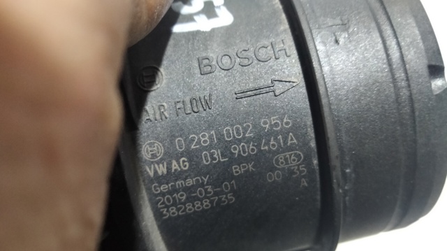 Sensor de fluxo (consumo) de ar, medidor de consumo M.A.F. - (Mass Airflow) 0281002956 VAG