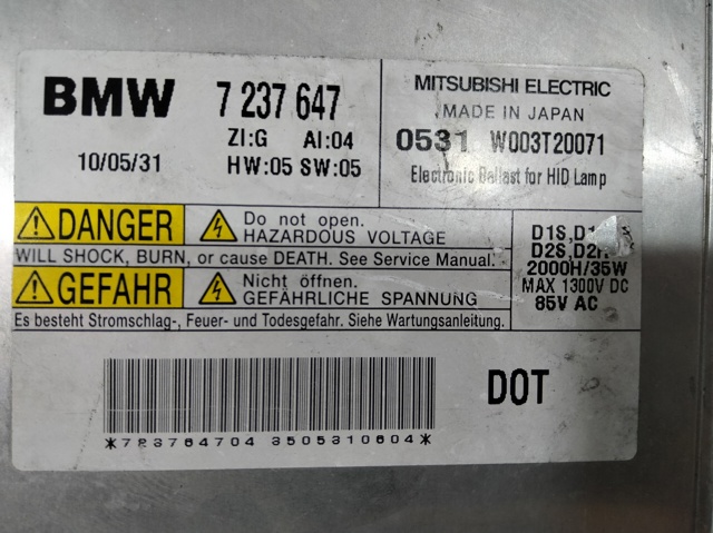 Xénon, unidade de controlo 7237647 BMW