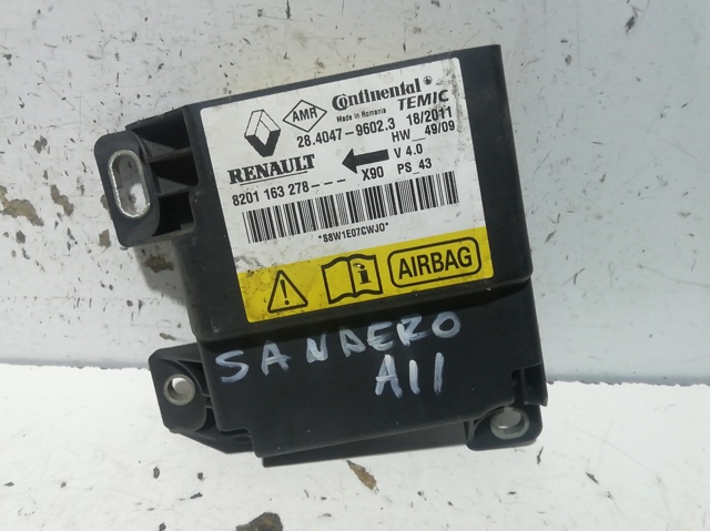 Módulo processador de controlo da bolsa de ar (Centralina eletrônica AIRBAG) 8201163278 RENAULT