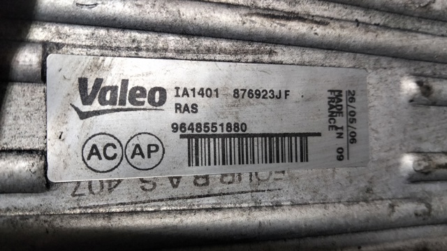Radiador de intercooler 9648551880 PEUGEOT