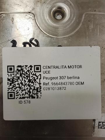 Módulo de direção (Centralina eletrônica) de motor 0281013872 PEUGEOT