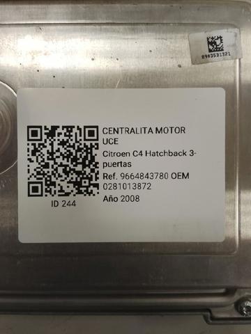 Módulo de direção (Centralina eletrônica) de motor 0281013872 PEUGEOT