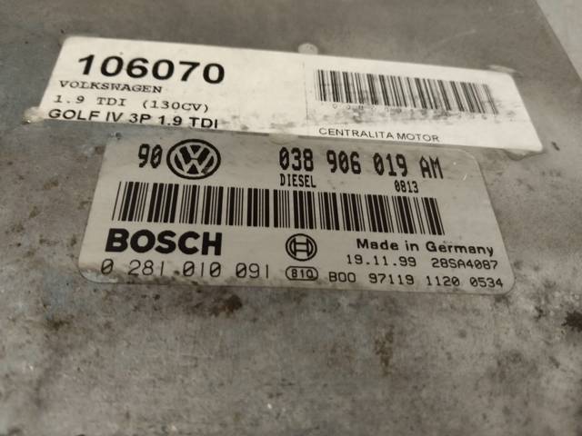 Módulo de direção (Centralina eletrônica) de motor 038906019AM VAG