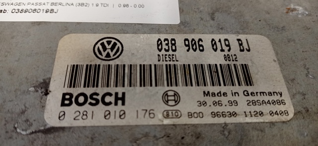 Módulo de direção (Centralina eletrônica) de motor 038906019BJ VAG