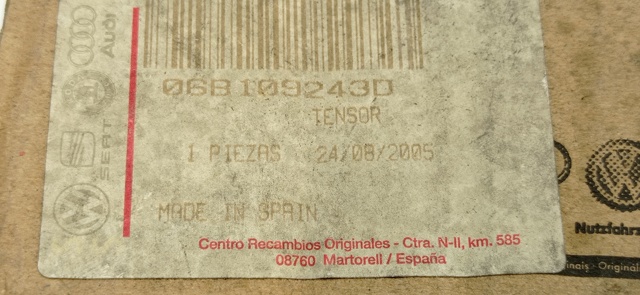 Rolo de reguladora de tensão da correia do mecanismo de distribuição de gás 06B109243D VAG